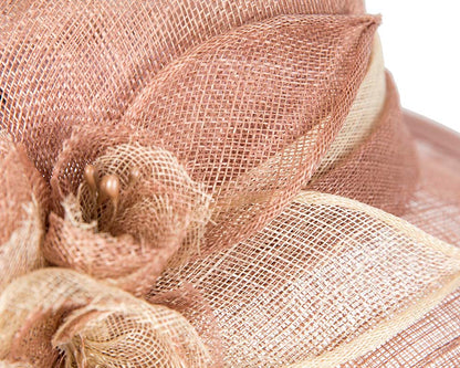 Dusty pink sinamay cloche hat