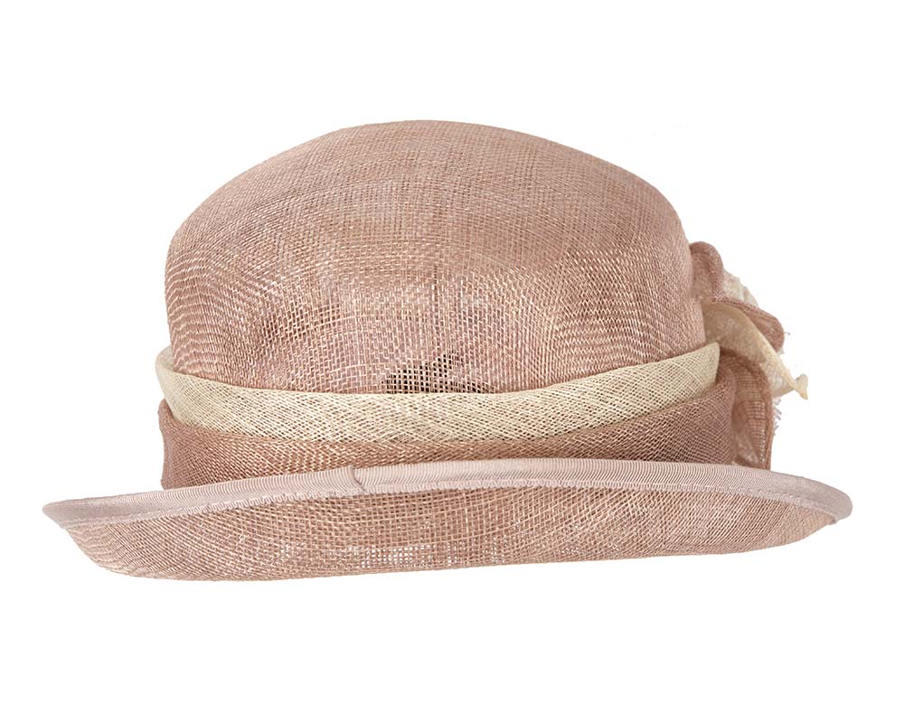 Dusty pink sinamay cloche hat