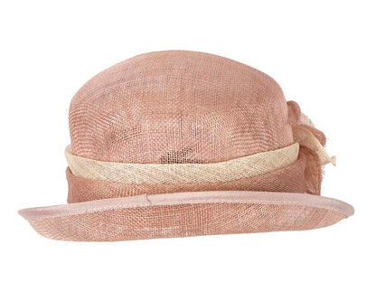 Dusty pink sinamay cloche hat