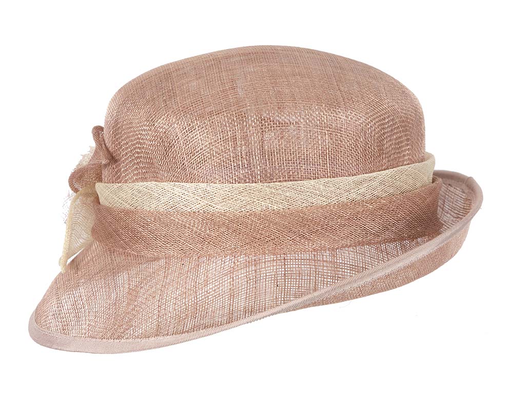 Dusty pink sinamay cloche hat