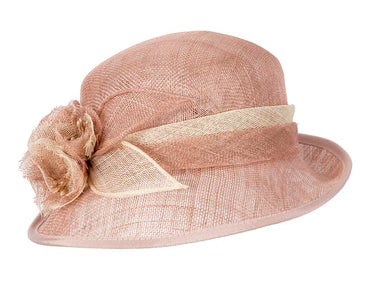 Dusty pink sinamay cloche hat