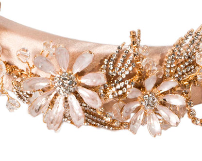Pink gold flower fascinator headband jewelry
