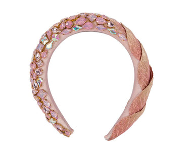 Pink crystal covered fascinator headband by Cupids Millinery
