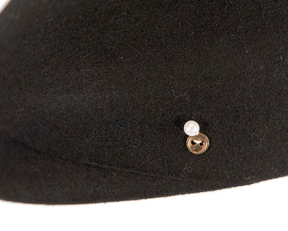 Black felt short beak beret-4