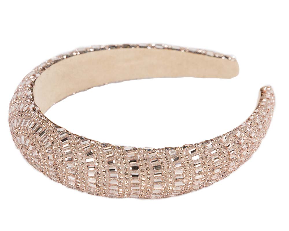 Rose gold crystal covered fascinator headband by Max Alexander-2