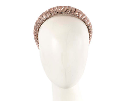 Rose gold crystal covered fascinator headband by Max Alexander-0