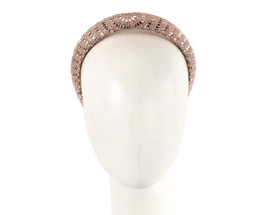 Rose gold crystal covered fascinator headband by Max Alexander-0