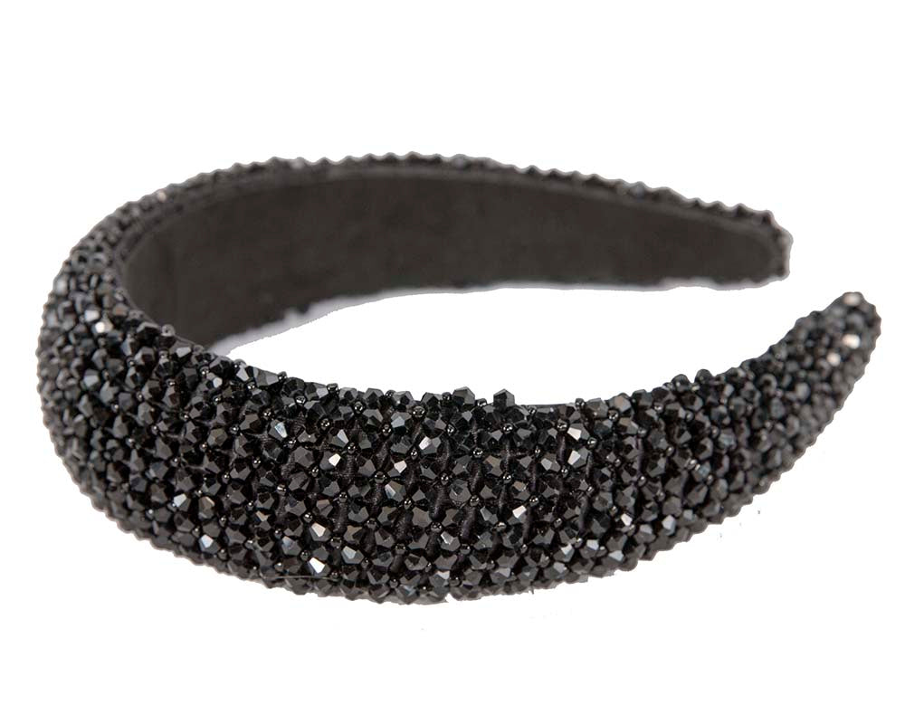 Black crystals fascinator headband by Cupids Millinery CU441-3