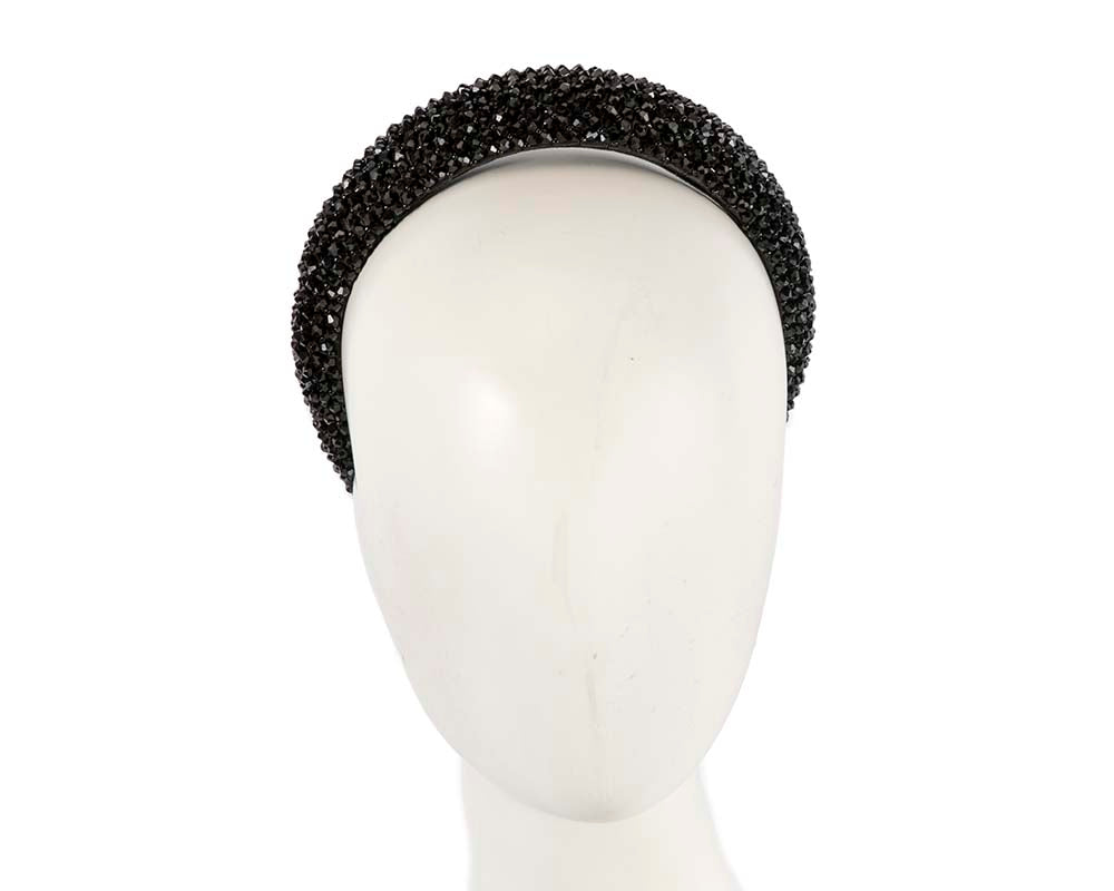 Black crystals fascinator headband by Cupids Millinery CU441
