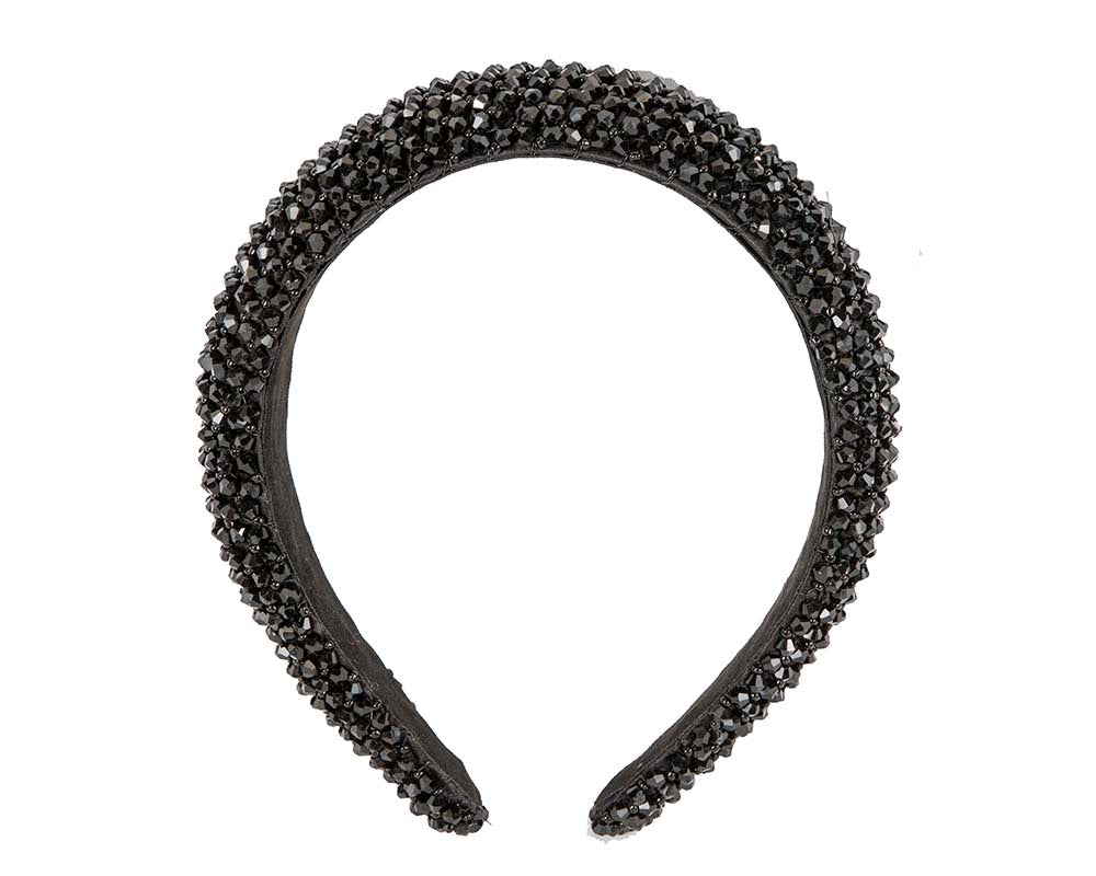 Black crystals fascinator headband by Cupids Millinery CU441-1
