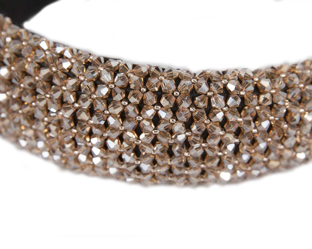 Bronze crystals fascinator headband by Cupids Millinery