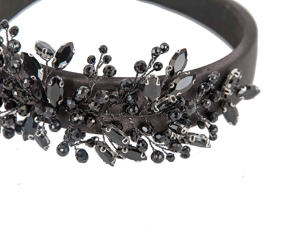 Black crystals fascinator headband by Cupids Millinery CU443