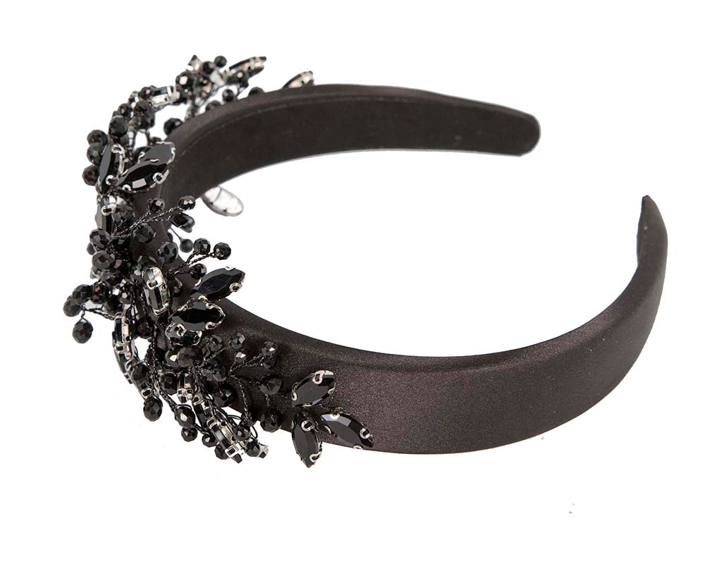 Black crystals fascinator headband by Cupids Millinery CU443