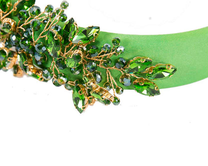 Green crystals fascinator headband by Cupids Millinery