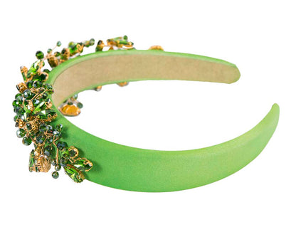 Green crystals fascinator headband by Cupids Millinery