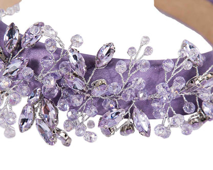 Lilac crystals fascinator headband by Cupids Millinery-2