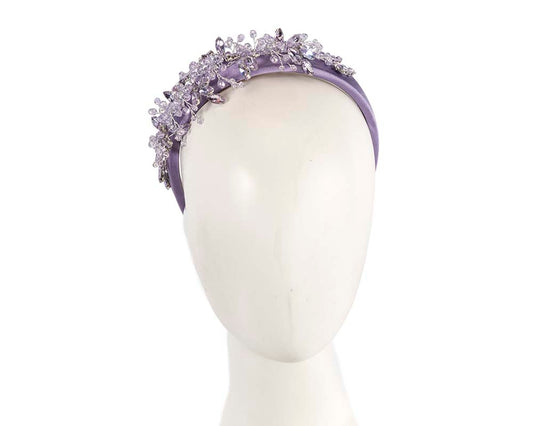 Lilac crystals fascinator headband by Cupids Millinery-0