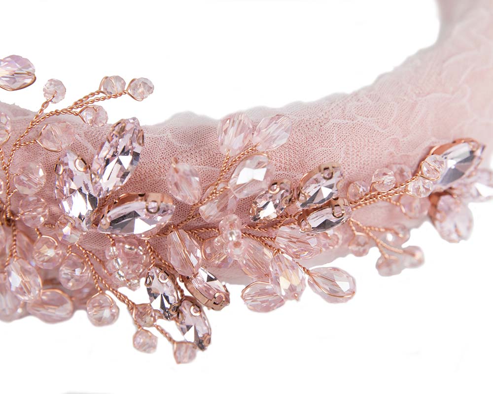 Pink crystals fascinator headband by Cupids Millinery CU443-2