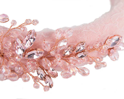 Pink crystals fascinator headband by Cupids Millinery CU443-2