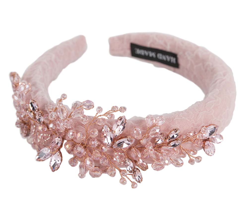 Pink crystals fascinator headband by Cupids Millinery CU443-3