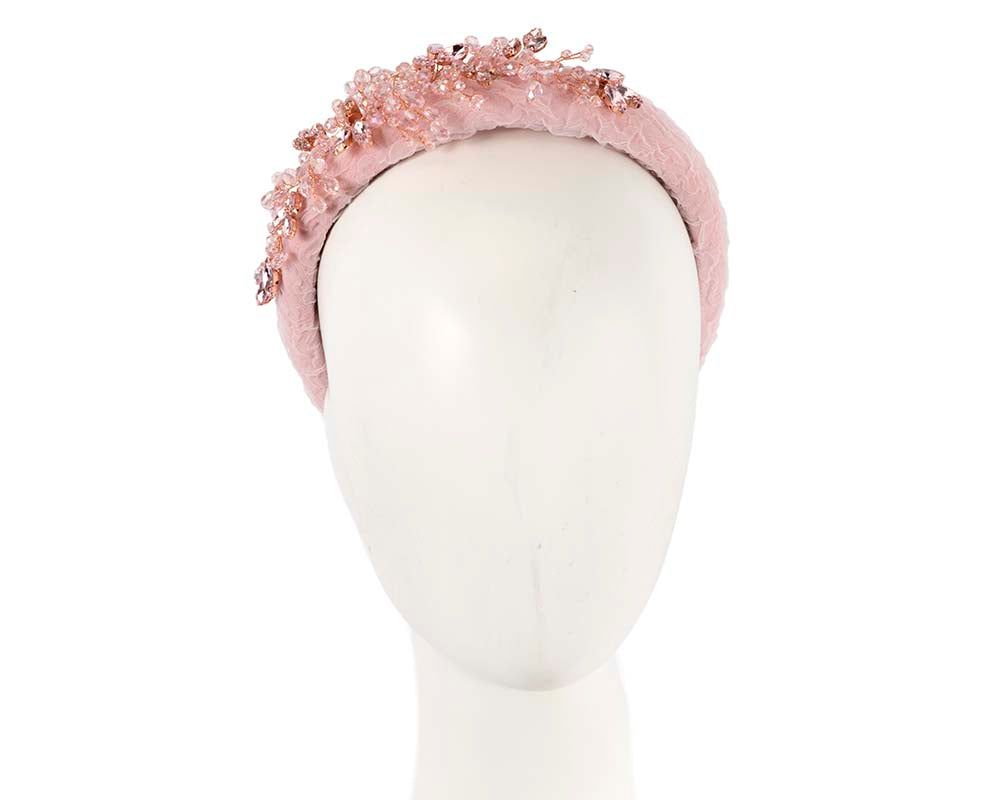 Pink crystals fascinator headband by Cupids Millinery CU443-0