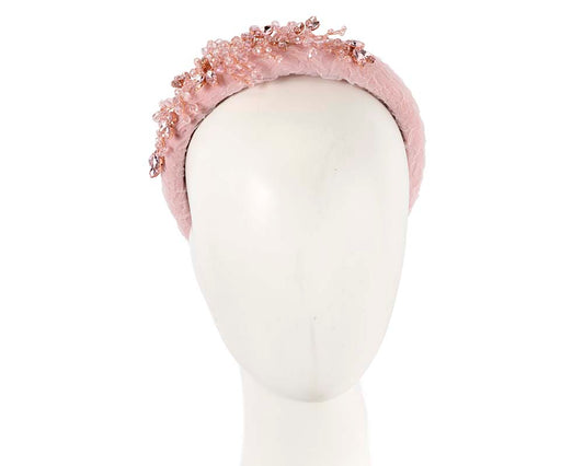 Pink crystals fascinator headband by Cupids Millinery CU443-0