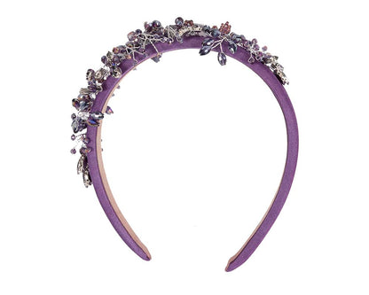 Purple crystals fascinator headband by Cupids Millinery