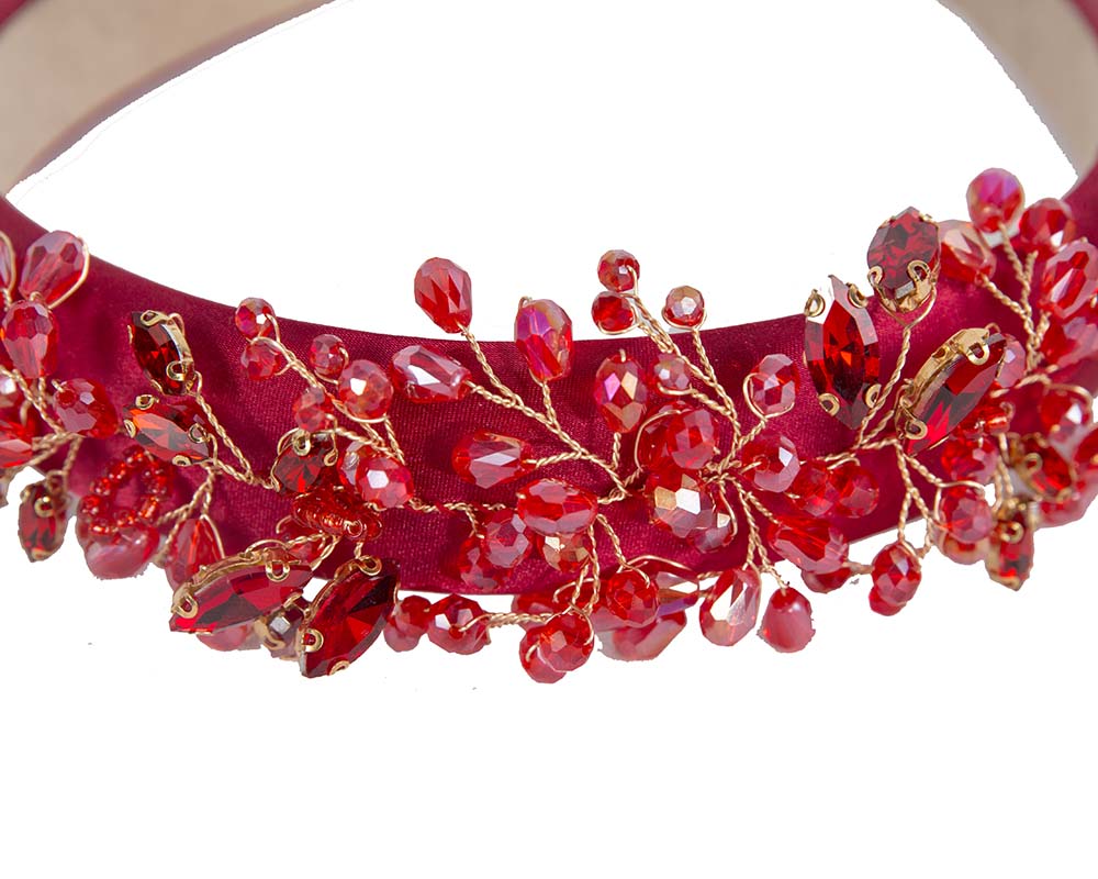 Red crystals fascinator headband by Cupids Millinery-2