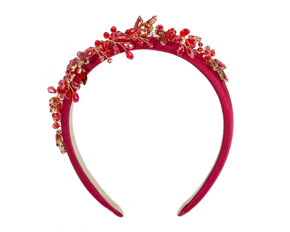 Red crystals fascinator headband by Cupids Millinery-1