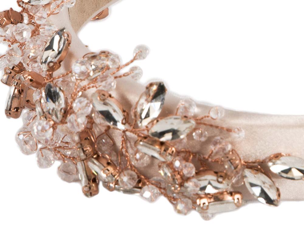 Rose Gold crystals fascinator headband by Cupids Millinery-1