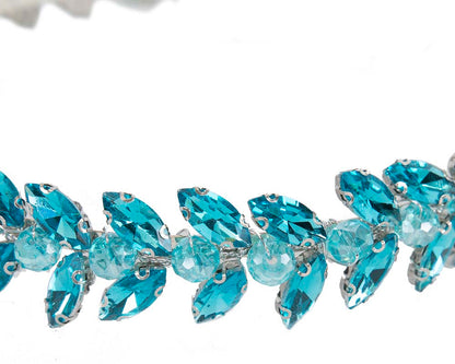 Petite turquoise crystal headband fascinator-2