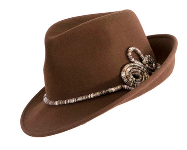 Elegant brown felt fedora hat