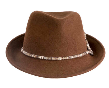 Elegant brown felt fedora hat