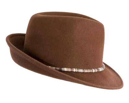 Elegant brown felt fedora hat