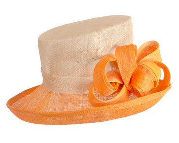 Elegant sinamay nude & orange hat