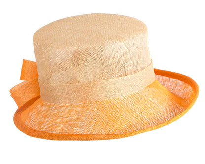 Elegant sinamay nude & orange hat
