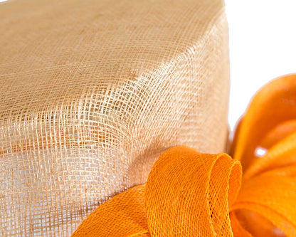 Elegant sinamay nude & orange hat