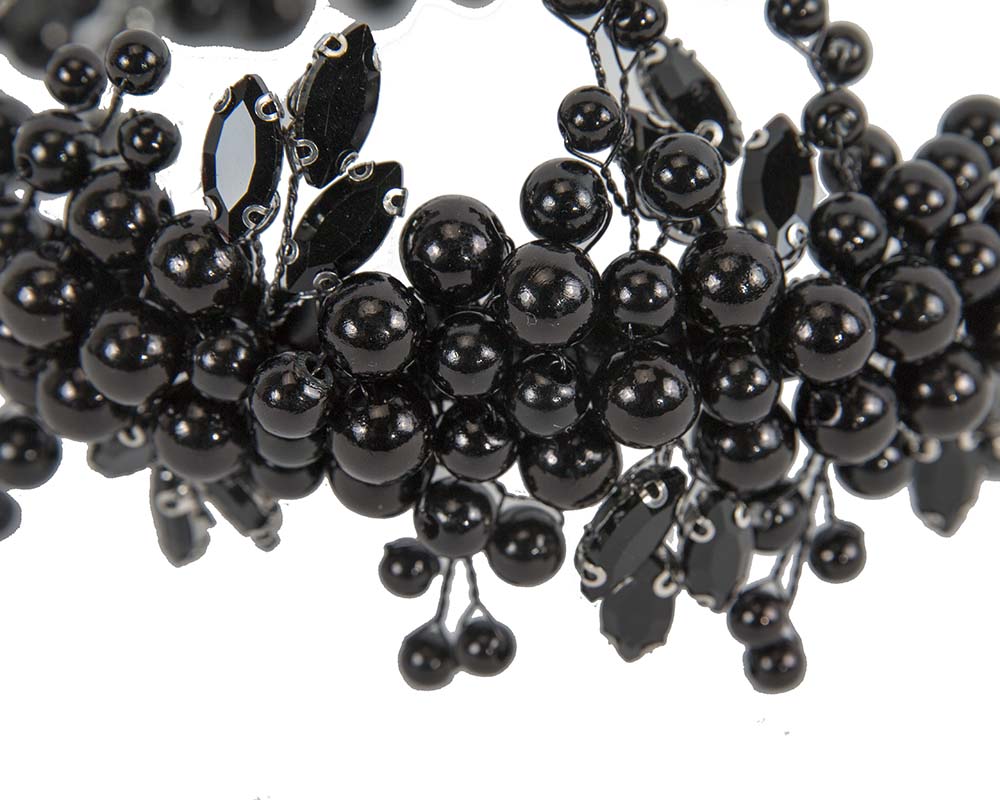 Black pearl & crystals fascinator headband by Cupids Millinery