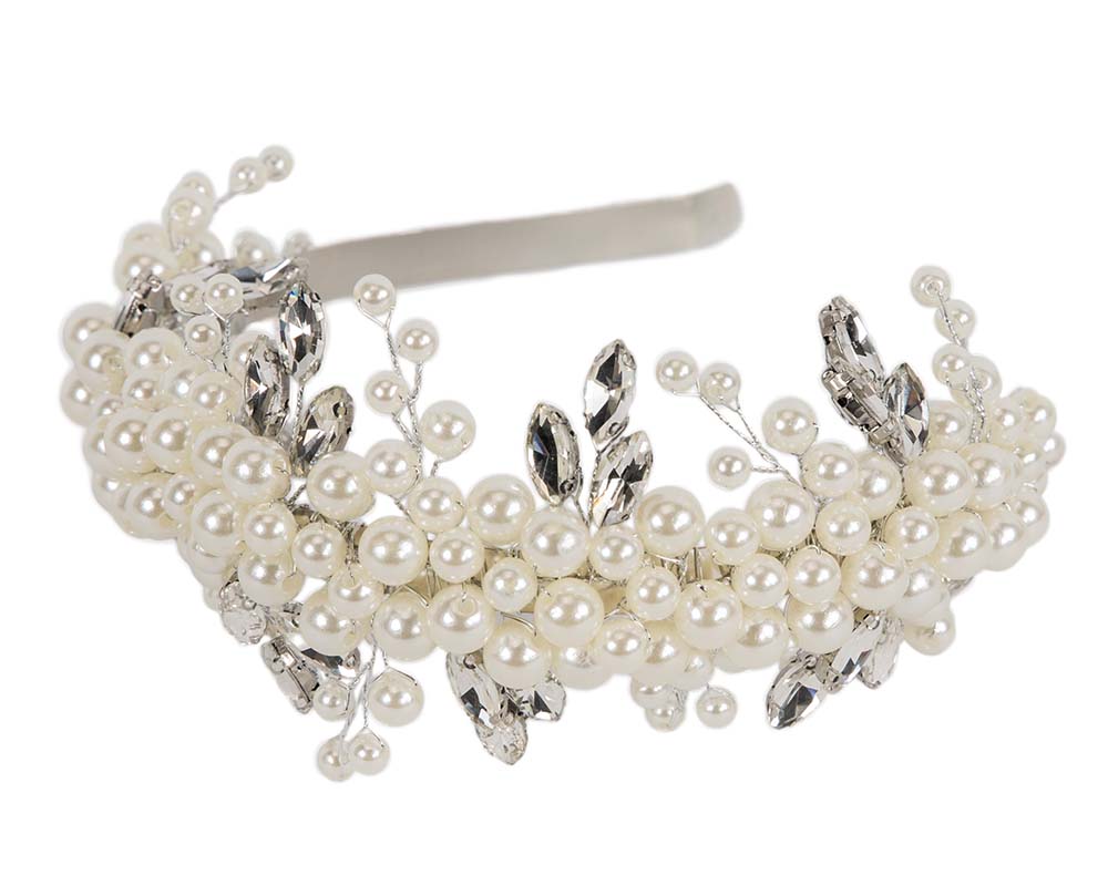 Cream pearl & crystals fascinator headband by Cupids Millinery