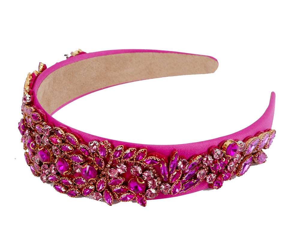 Shiny fuchsia fascinator headband by Max Alexander