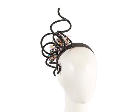 Exclusive black racing fascinator by Cupids Millinery