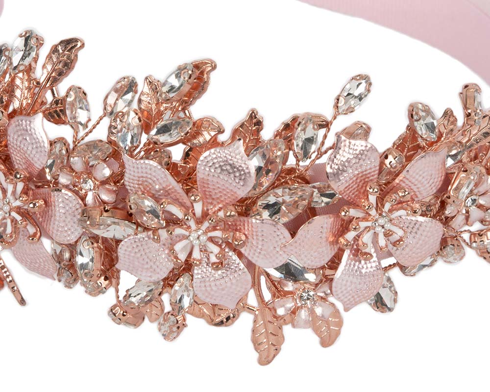 Pink crystals fascinator headband by Cupids Millinery CU523-2