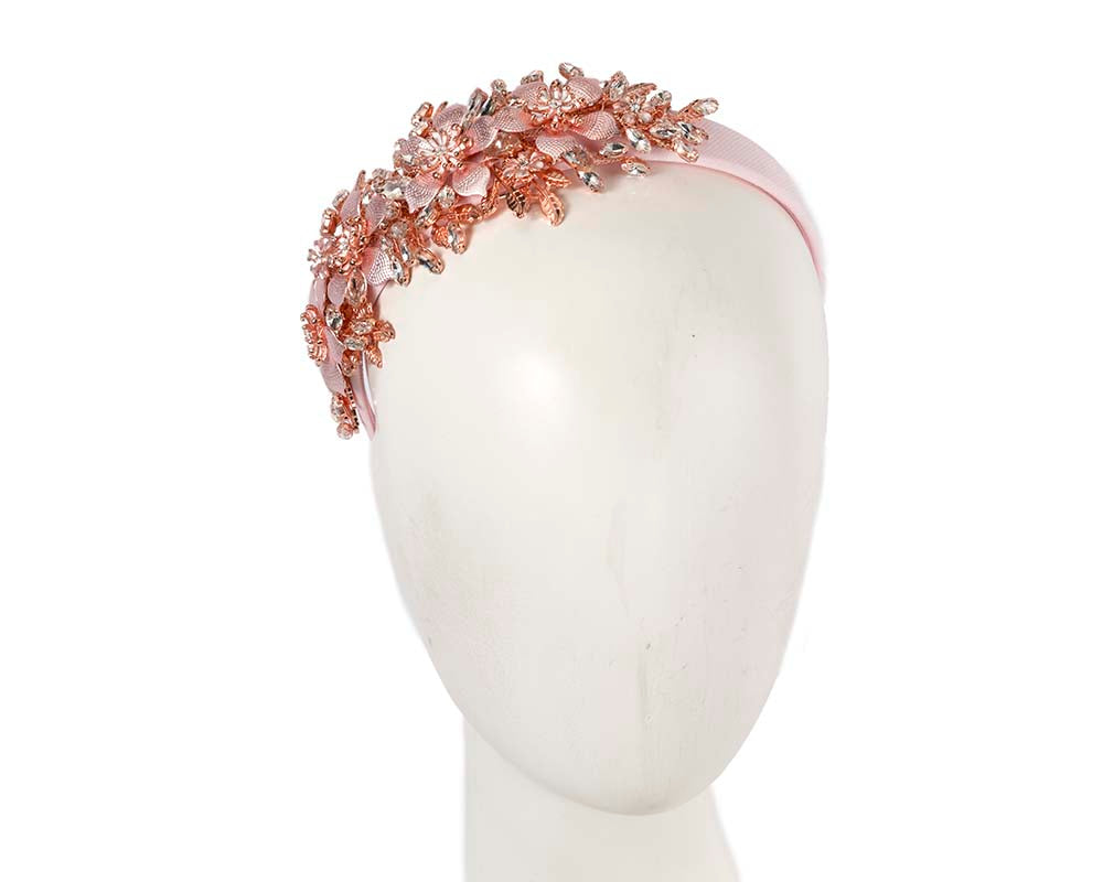 Pink crystals fascinator headband by Cupids Millinery CU523-0
