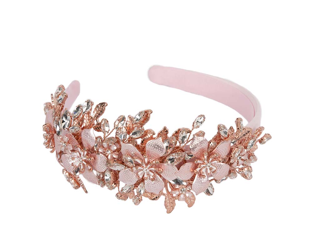 Pink crystals fascinator headband by Cupids Millinery CU523-1