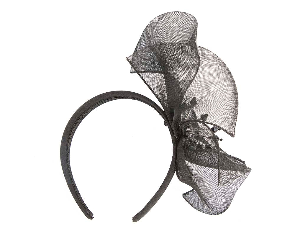 Bespoke black flower headband by Cupids Millinery