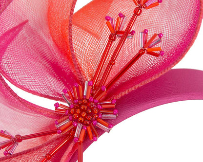 Bespoke fuchsia & orange flower headband by Cupids Millinery