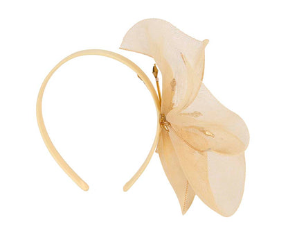 Bespoke light yellow flower headband by Cupids Millinery