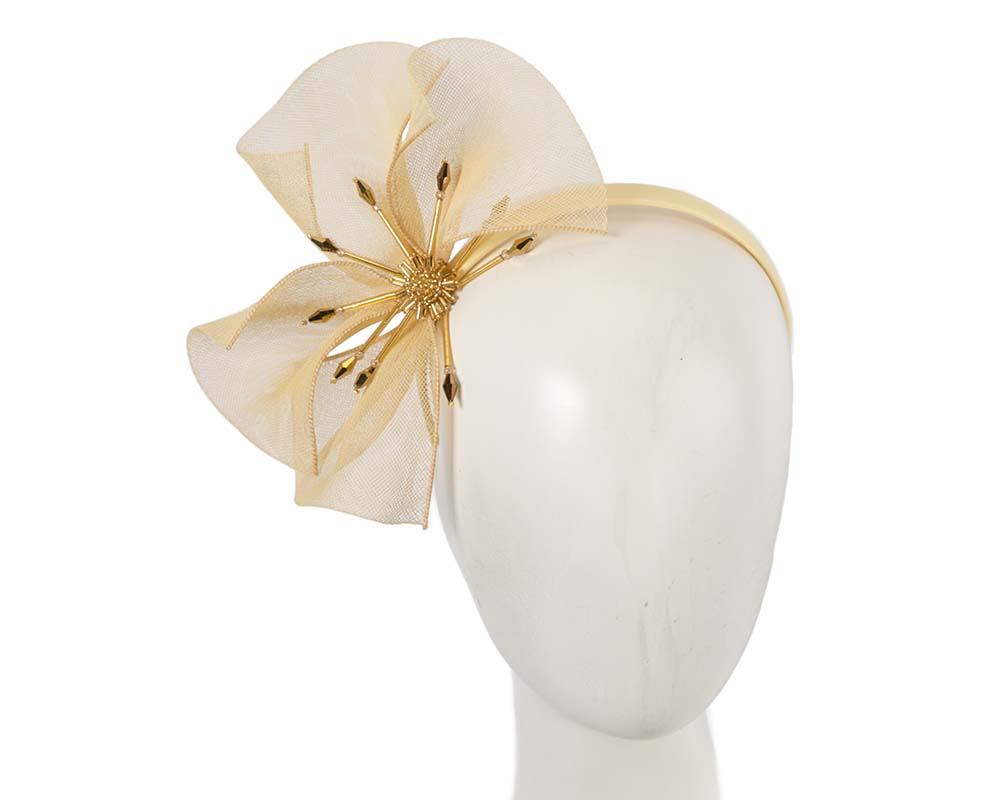 Bespoke light yellow flower headband by Cupids Millinery