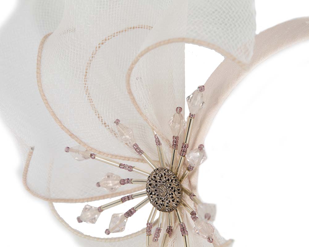 Bespoke nude flower headband by Cupids Millinery