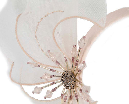 Bespoke nude flower headband by Cupids Millinery